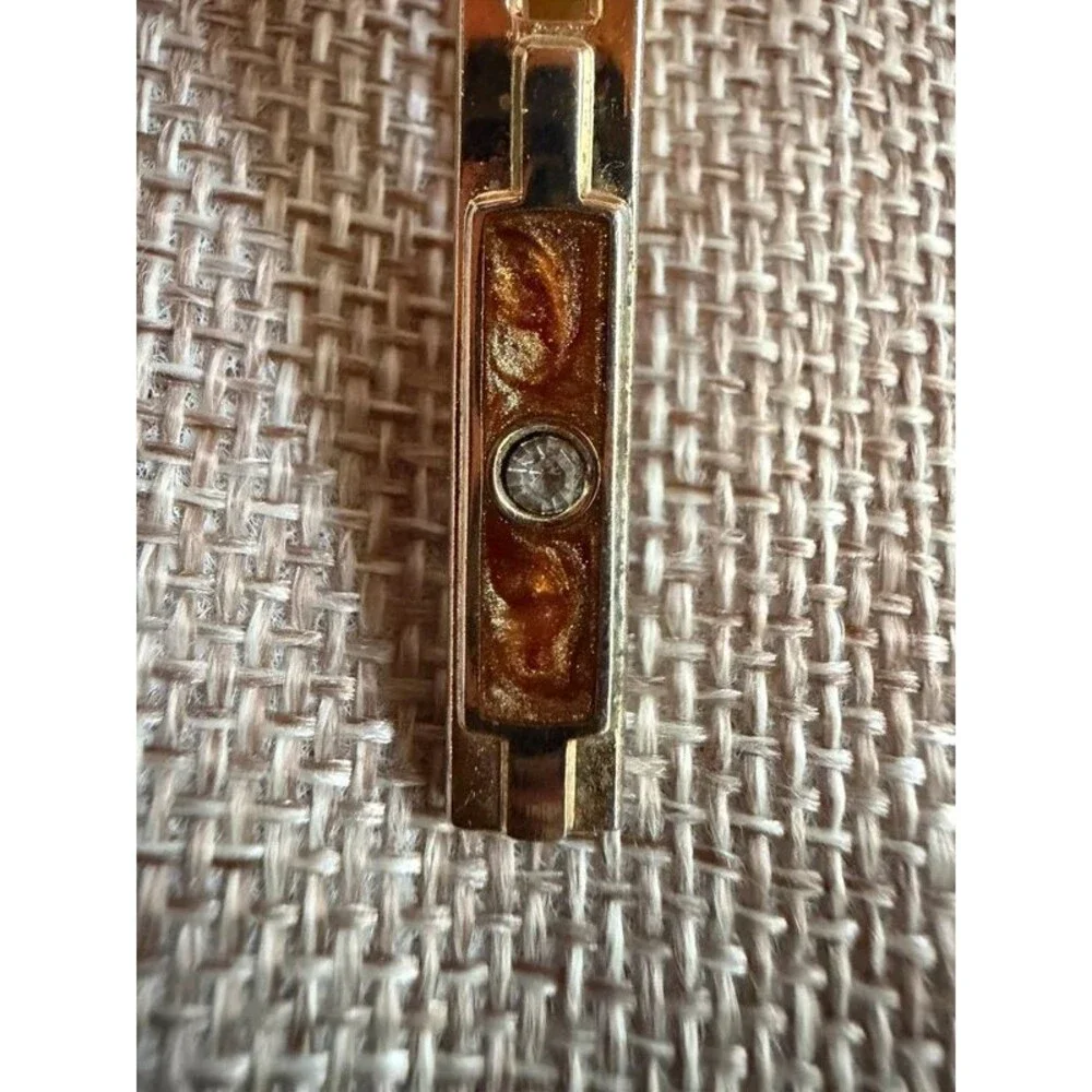Vintage Mid-Century Modern Gold Tone Men's Tie Clip Faux Tortoiseshell Enamel